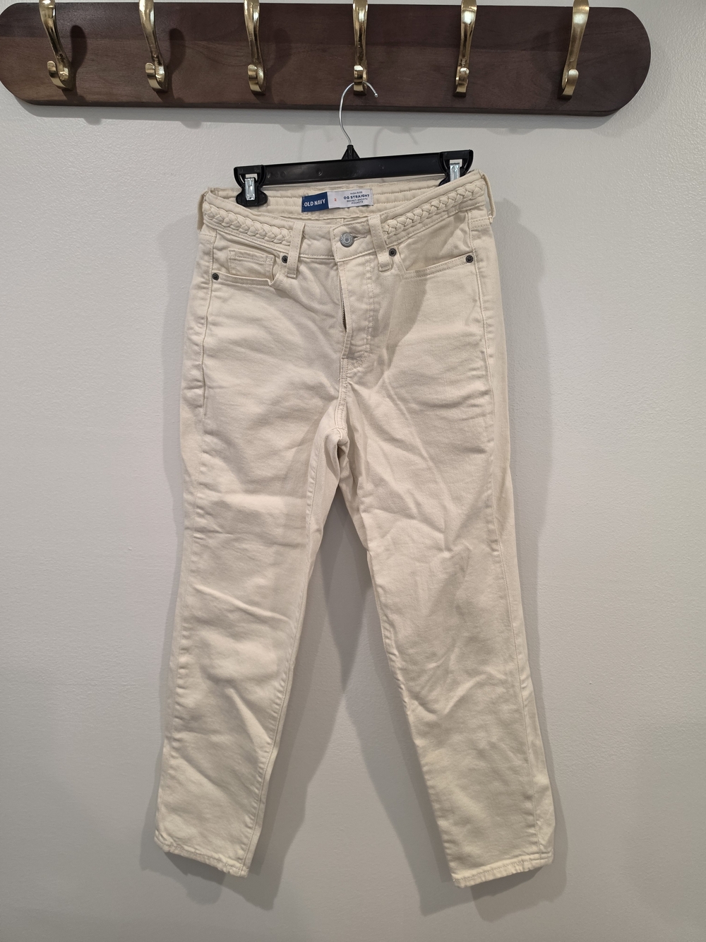 Old Navy Women's Cream Straight Jeans With braid